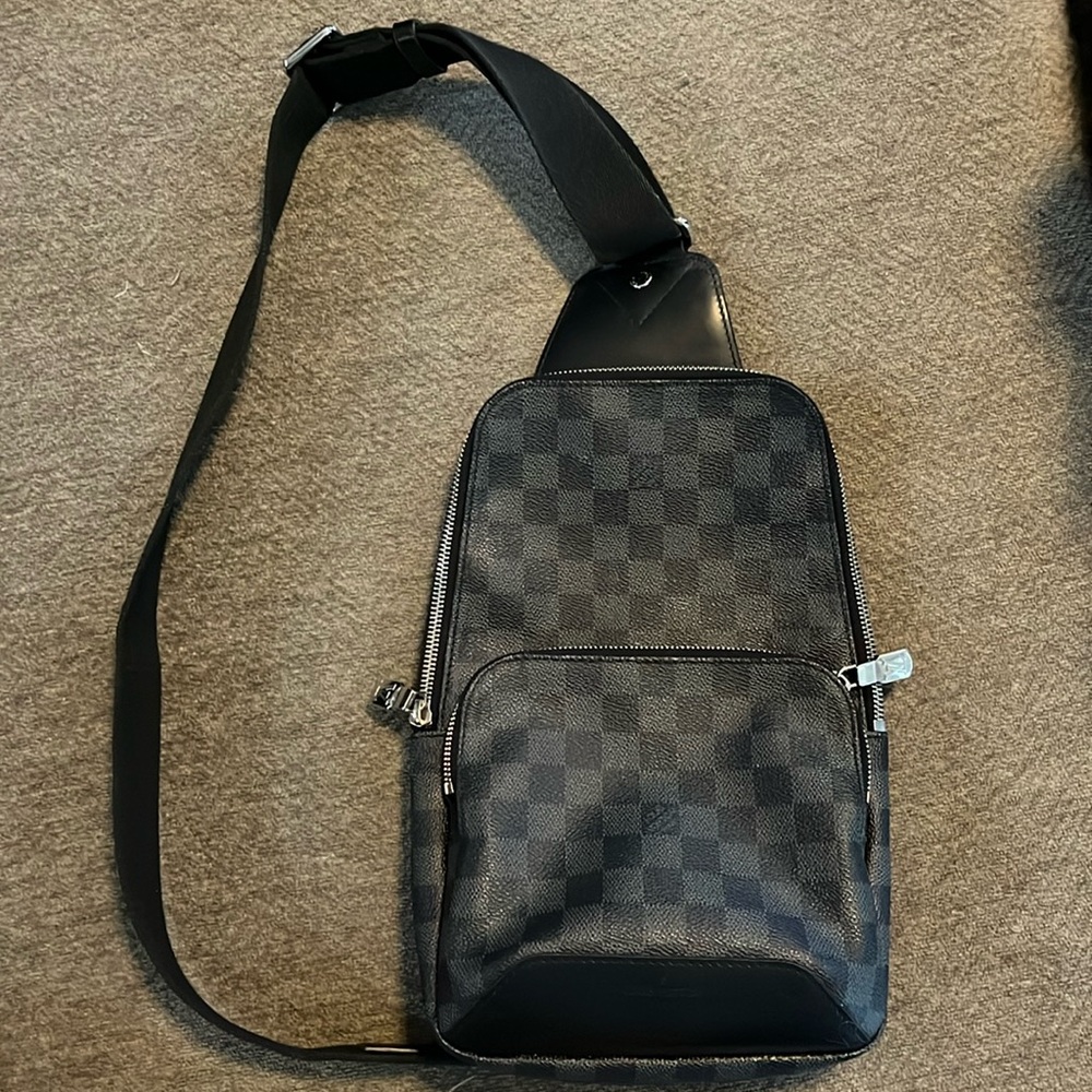 Louis Vuitton Avenue Sling in Cobalt Damier Cobalt and Silver hardware.